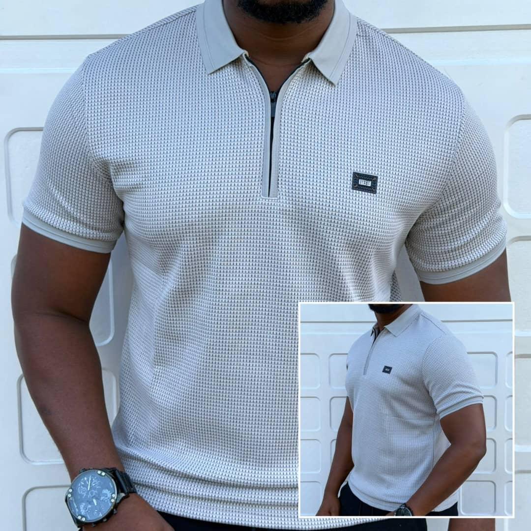 Karl Lagerfeld Men's Tshirt Performance Quarter Zip Polo