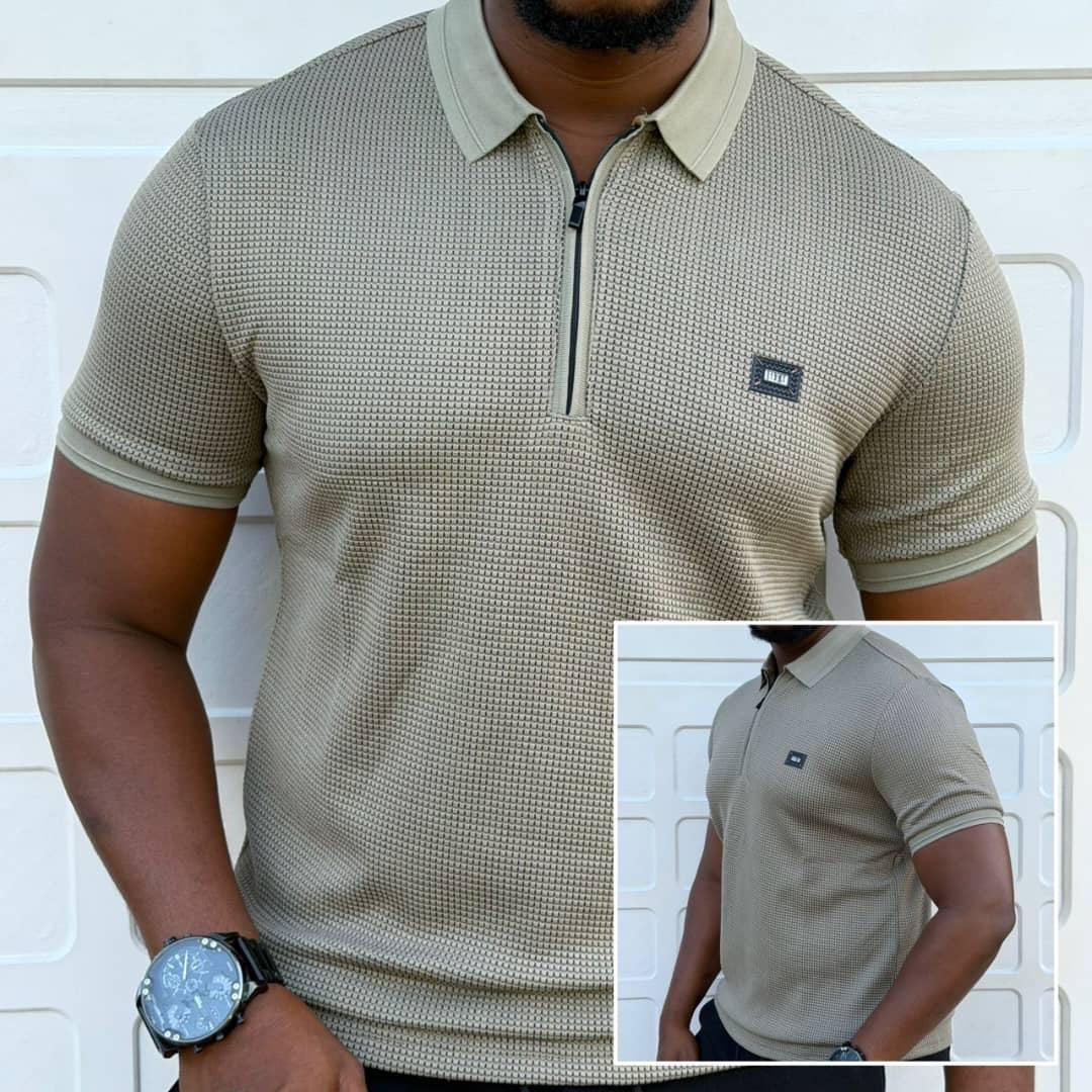 Karl Lagerfeld Men's Tshirt Performance Quarter Zip Polo