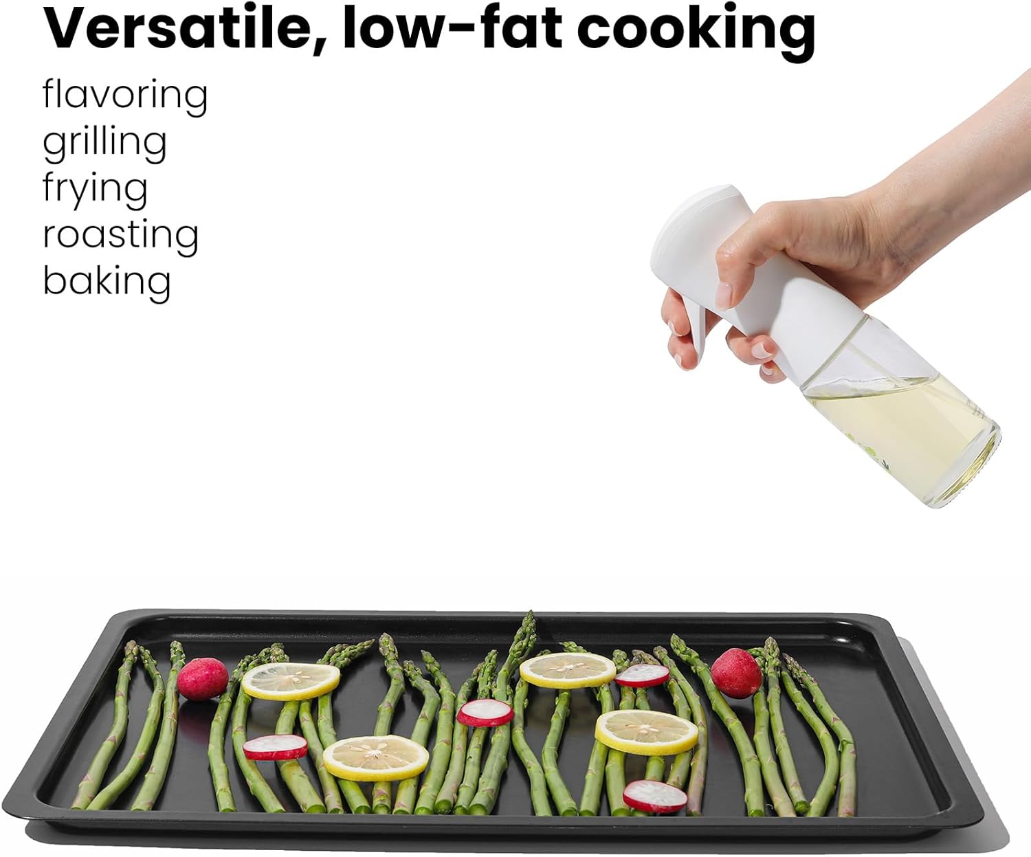 oil spray Fine Mist Spray Bottle for Air Fryer,Healthy Nonstick Frying,Food Grade Premium Spray Bottle with Portion Control for Salad, Frying, BBQ Kitchen Use (150ml Glass bottle 637)