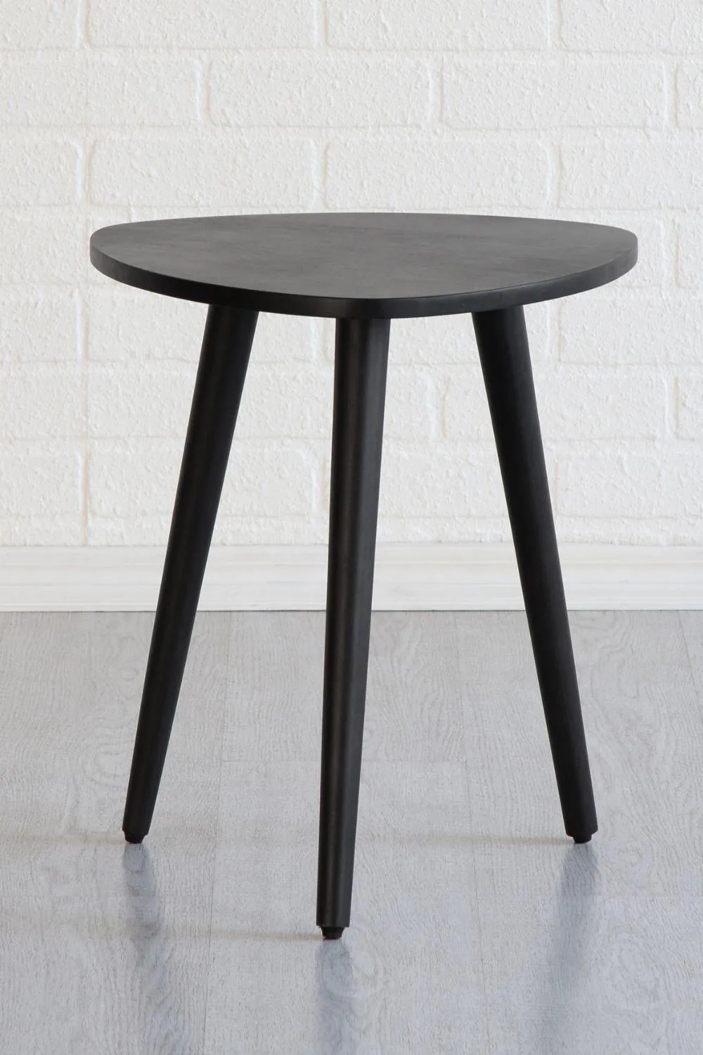 Round Side Table, Black End Table Bedside Table Nursery with Wood Legs