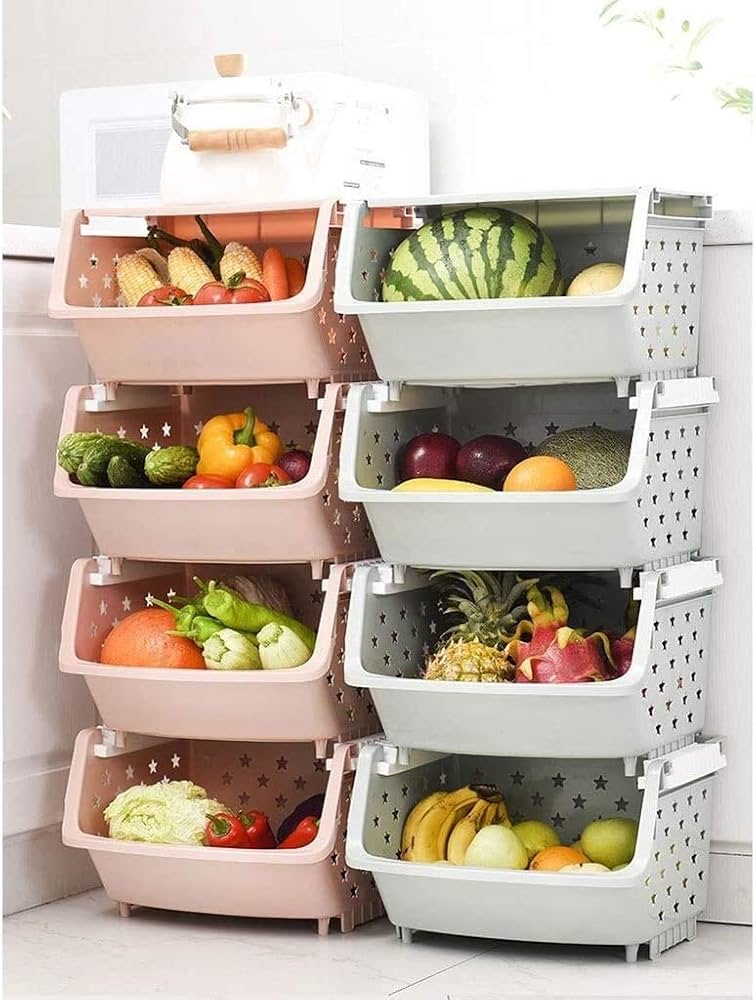 Kitchen Storage Basket Food Storage Containers Vegetables Fruit Shelf Racks Sundries Organizer Hollow Baskets Bathroom Supplies