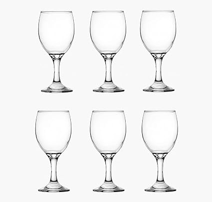 Gloreca Wine Glass Set of 6 Used for Drinks Water/Juice with Gift Box Packing and Excellent Decorative and Classic Modern Design For Parties & Weddings. (330 ml)