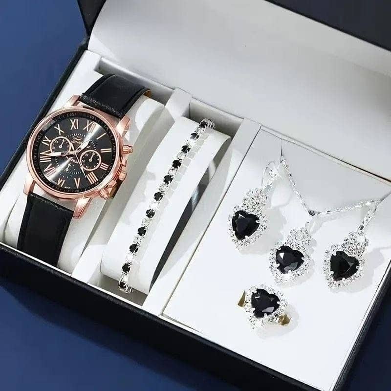 Ladies 6Pcs Luxury Jewelry Watch set