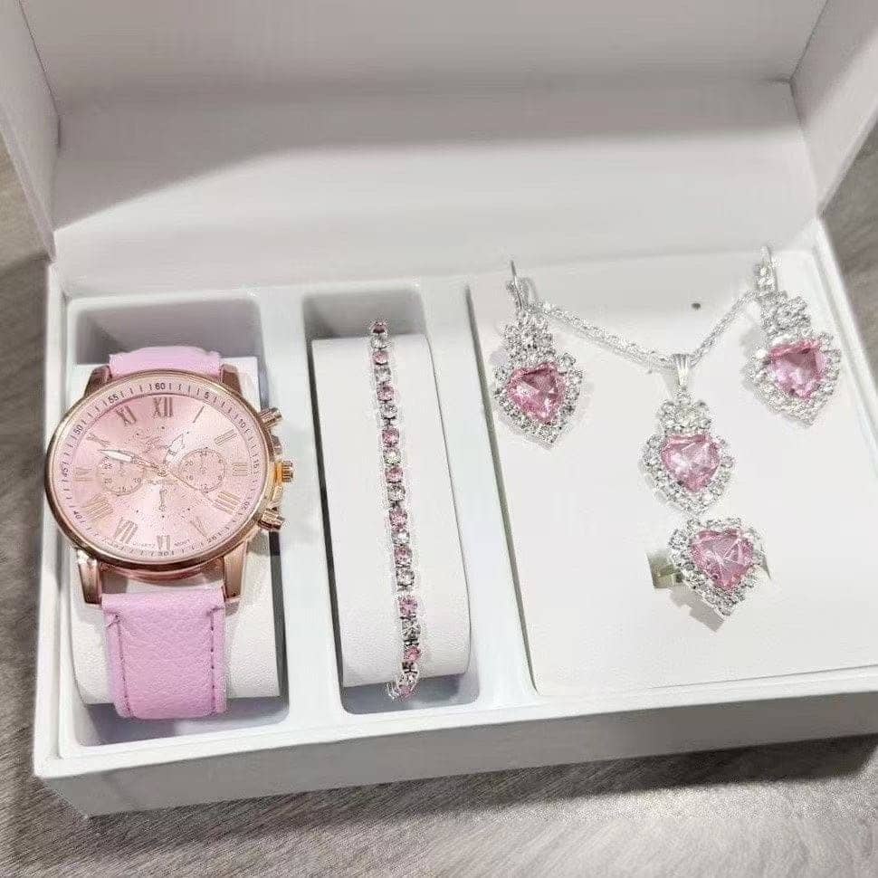 Ladies 6Pcs Luxury Jewelry Watch set
